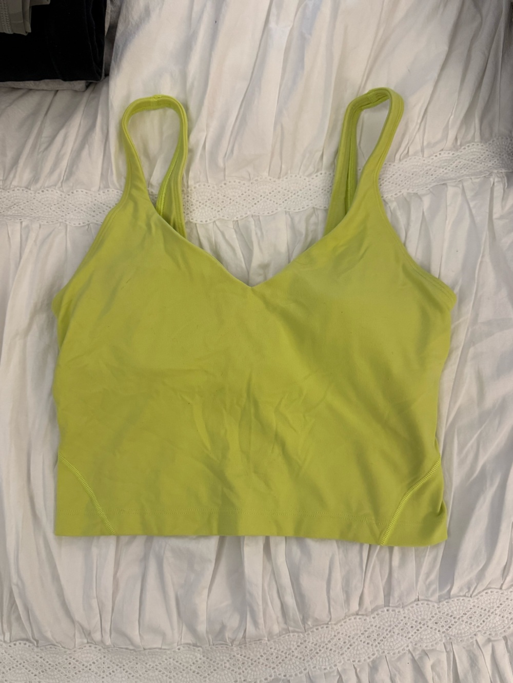 lululemon athletica Bright Lime Green Cropped V-Neck Tank